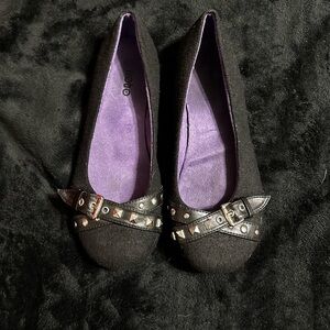 Women’s Nobo Black Felt Studded flats